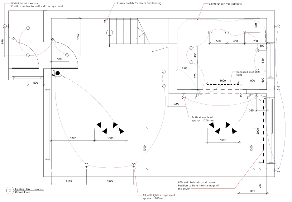 St. John's, Woking, lighting plan, ground floor