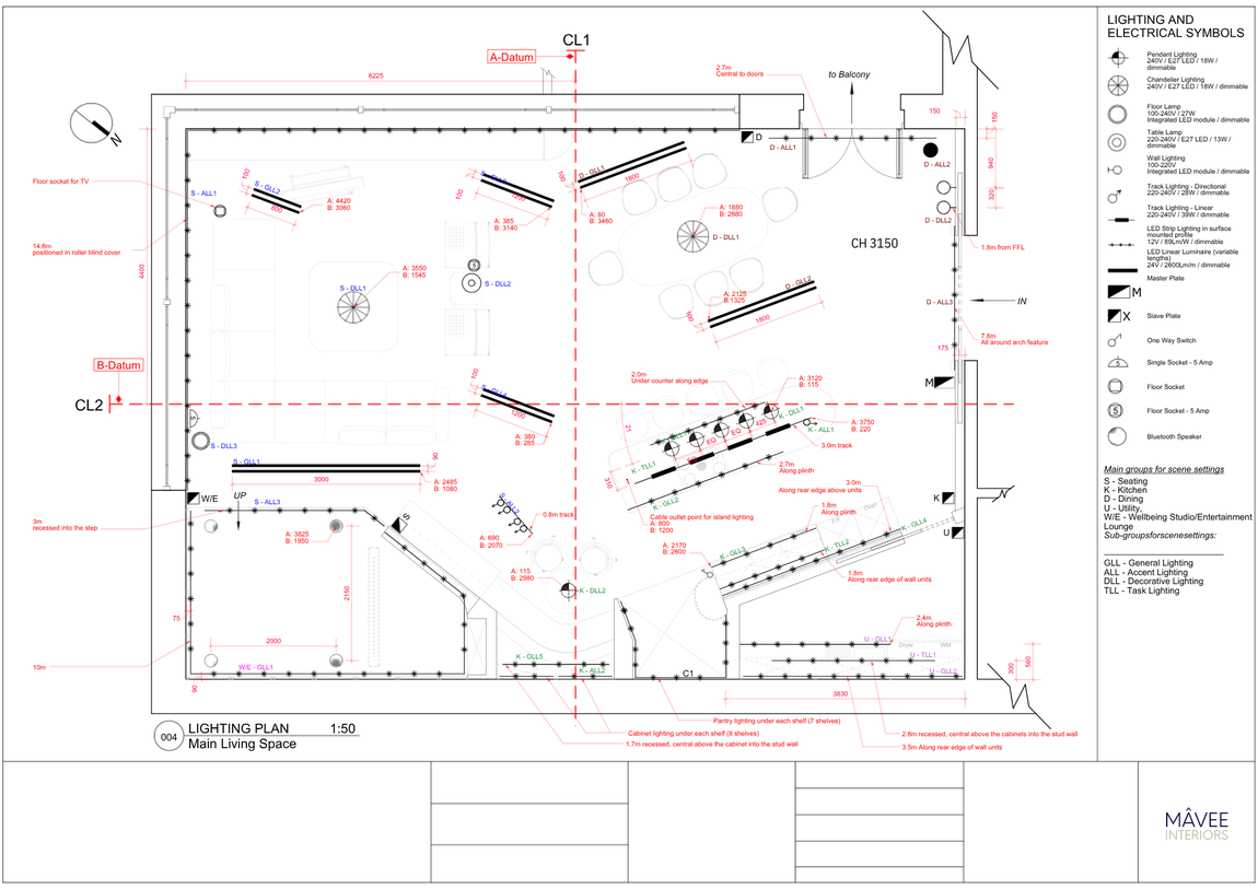 Warehouse Apartment, East London, lighting plan